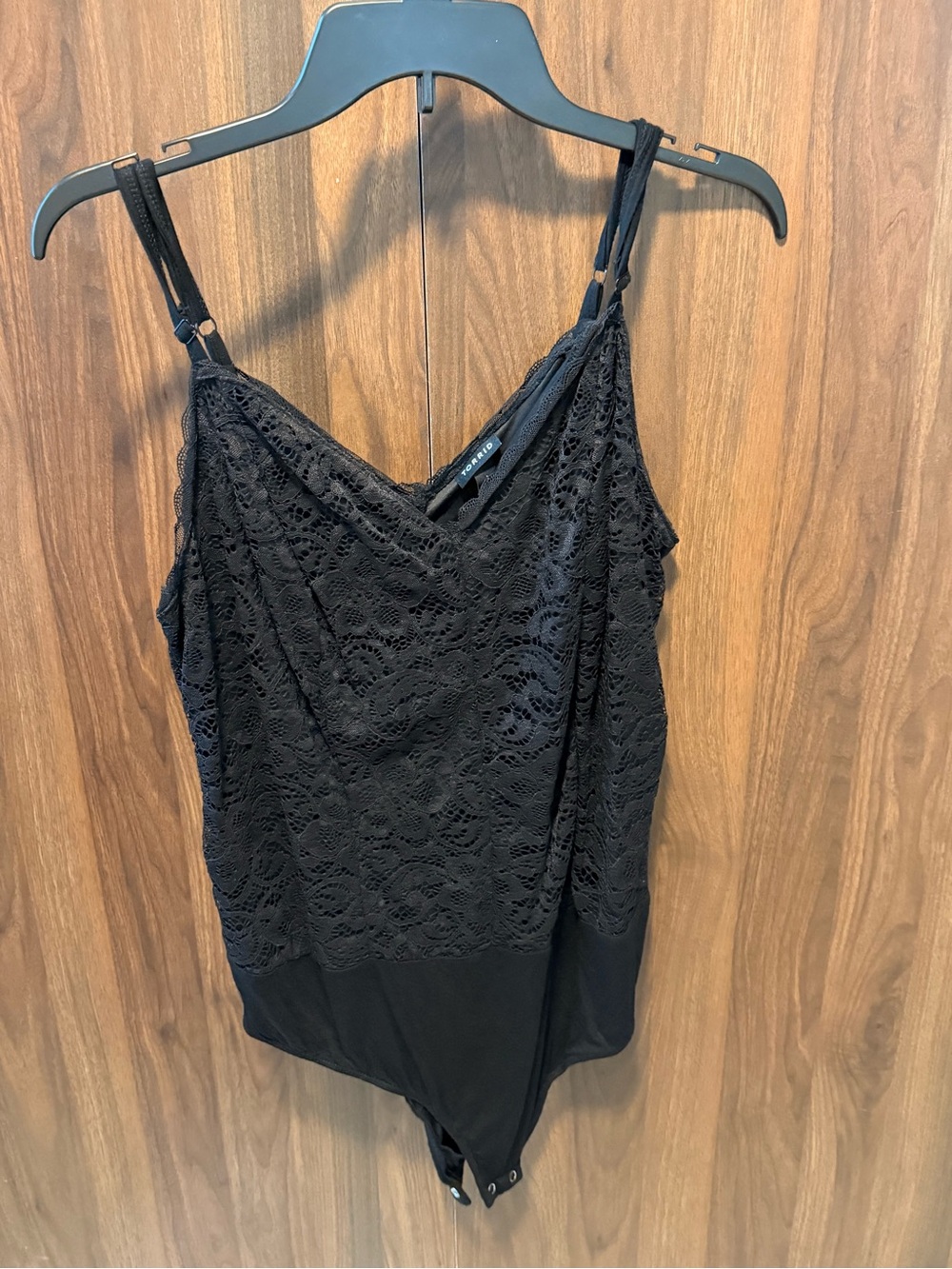 torrid Black Lace Trim Cami Bodysuit, Size 1